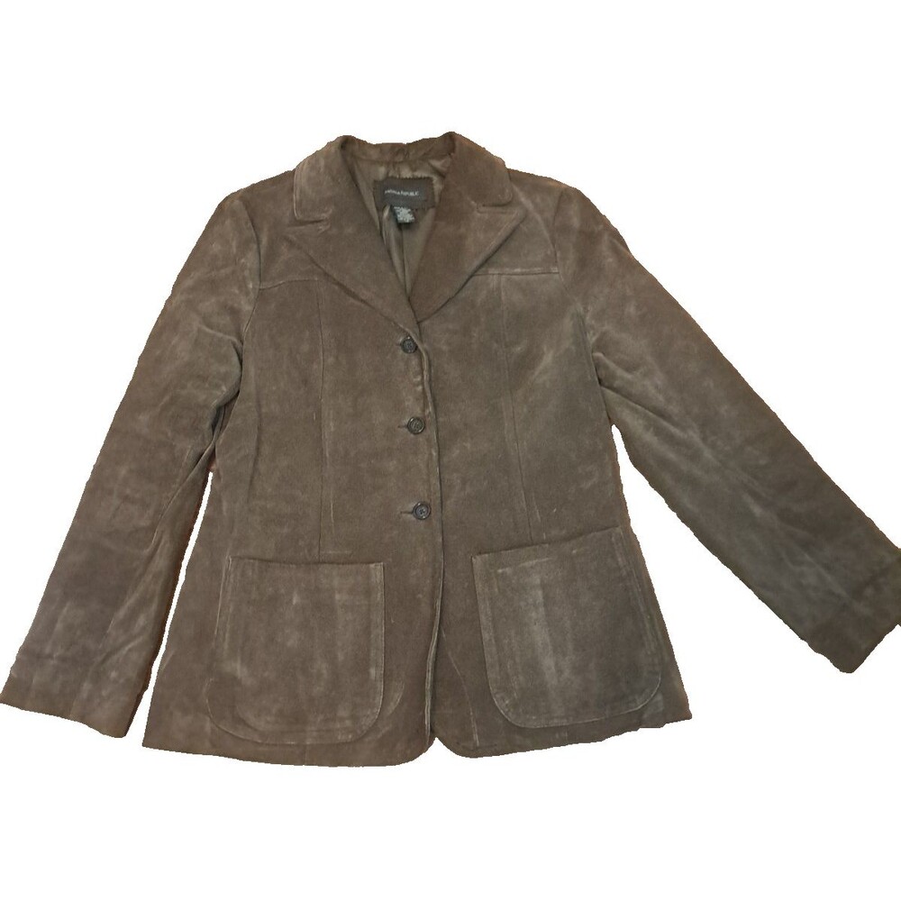 Womens Banana Republic Suede Jacket Brown Vintage Buttons Pockets Academia 14